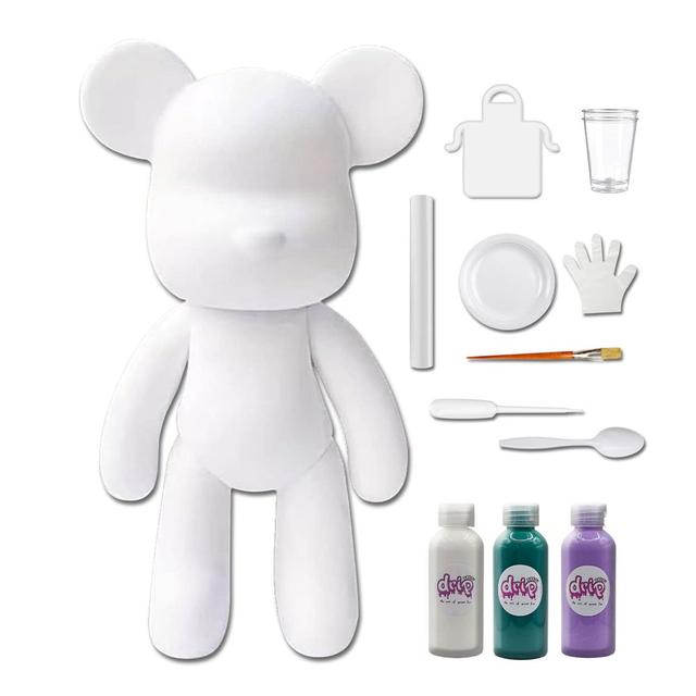 Drip - Acrylic Fluid Pouring Paint Bear Kit 18cm - White, Blue-Green, Light-Purple