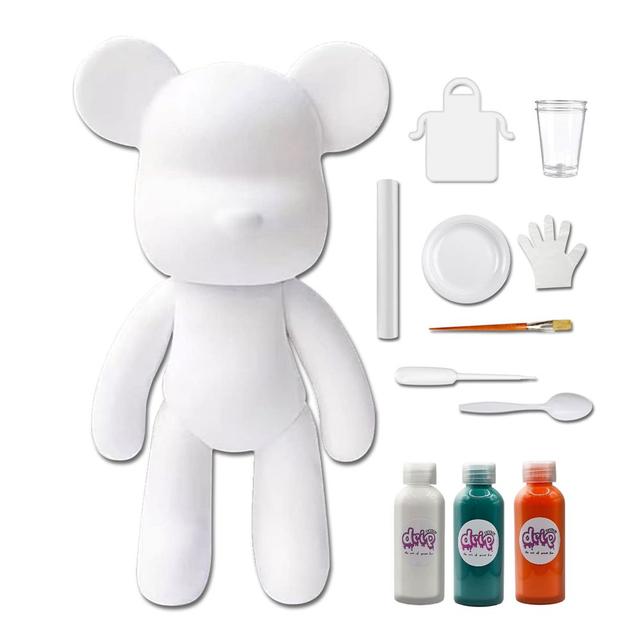 Drip - Acrylic Fluid Pouring Paint Bear Kit 18cm - White, Blue-Green, Orange