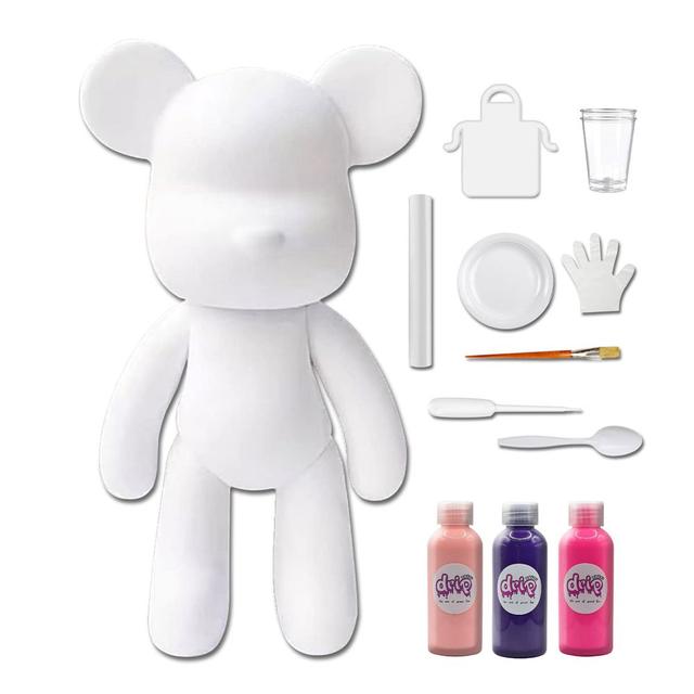 Drip - Acrylic Fluid Pouring Paint Bear Kit 18cm - Light-Pink, Dark-Purple, Fluorescent-Pink