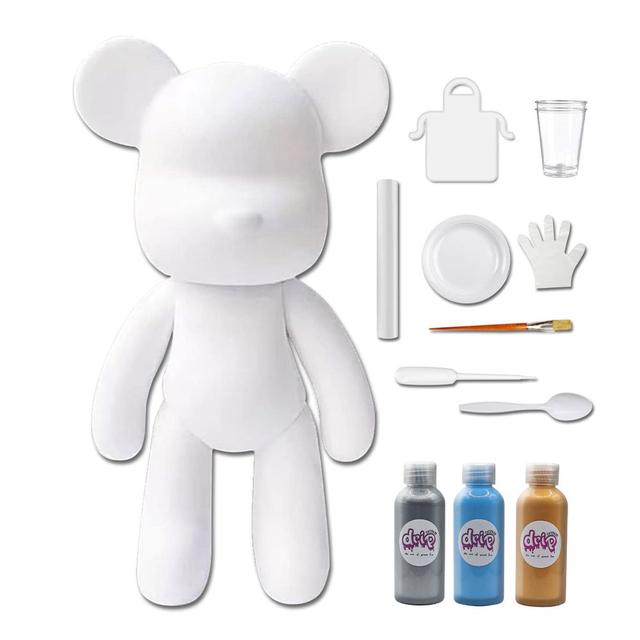 Drip - Acrylic Fluid Pouring Paint Bear Kit 18cm - Silver, Light-Blue, Gold