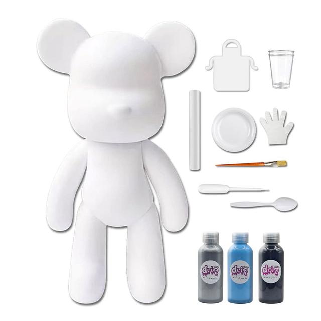 Drip - Acrylic Fluid Pouring Paint Bear Kit 18cm - Silver, Light-Blue, Black