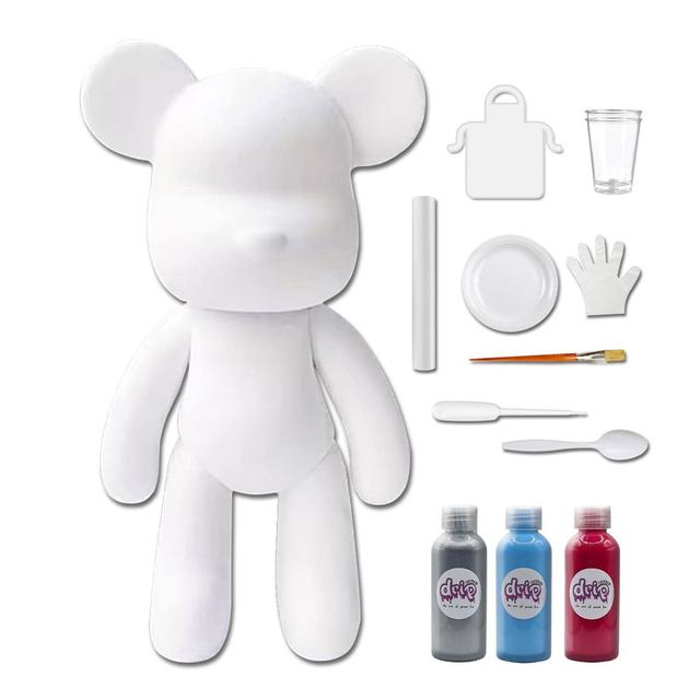 Drip - Acrylic Fluid Pouring Paint Bear Kit 18cm - Silver, Light-Blue, Rose-Red