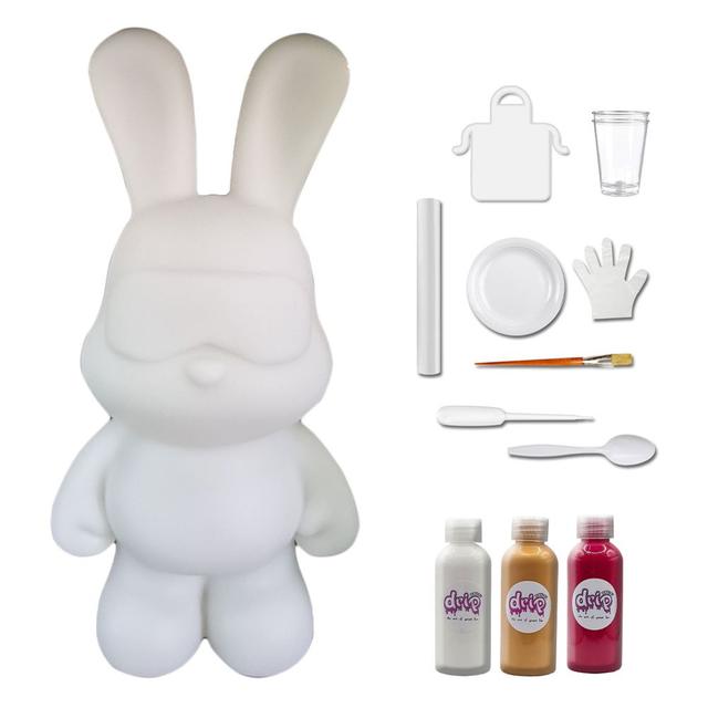 Drip - DIY Cool Bunny Acrylic Flow Paint Kit - White/Gold/Rose Red