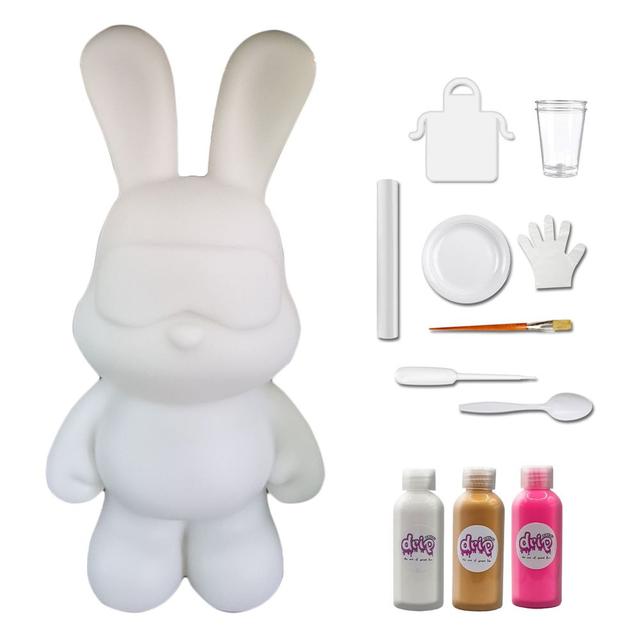 Drip - DIY Cool Bunny Acrylic Flow Paint Kit - White/Gold/Fluorescent Pink