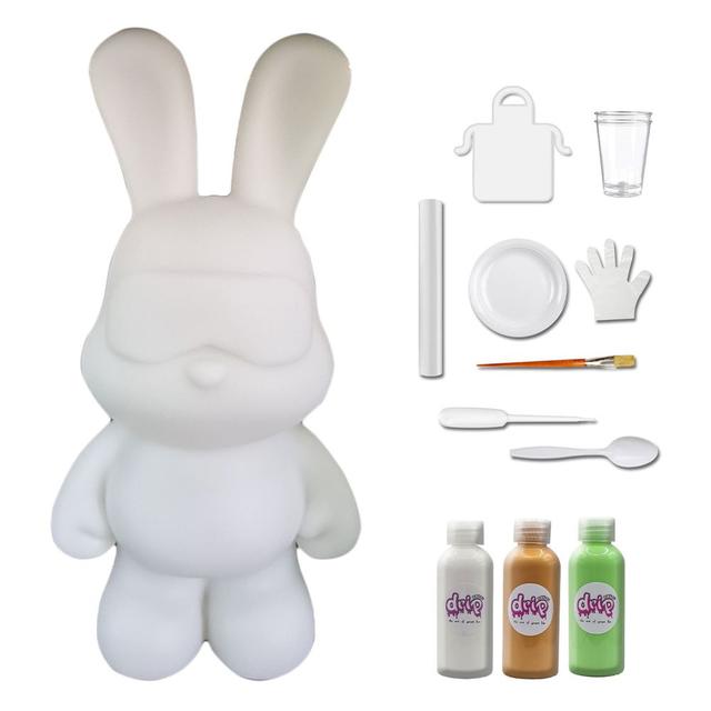 Drip - DIY Cool Bunny Acrylic Flow Paint Kit - White/Gold/Mint Green