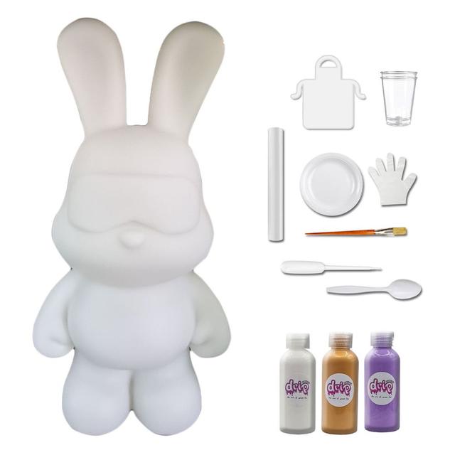 Drip - DIY Cool Bunny Acrylic Flow Paint Kit - White/Gold/Light Purple