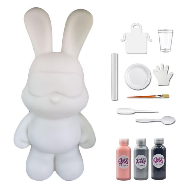 Drip - DIY Cool Bunny Acrylic Flow Paint Kit - Light Pink/Silver/Black