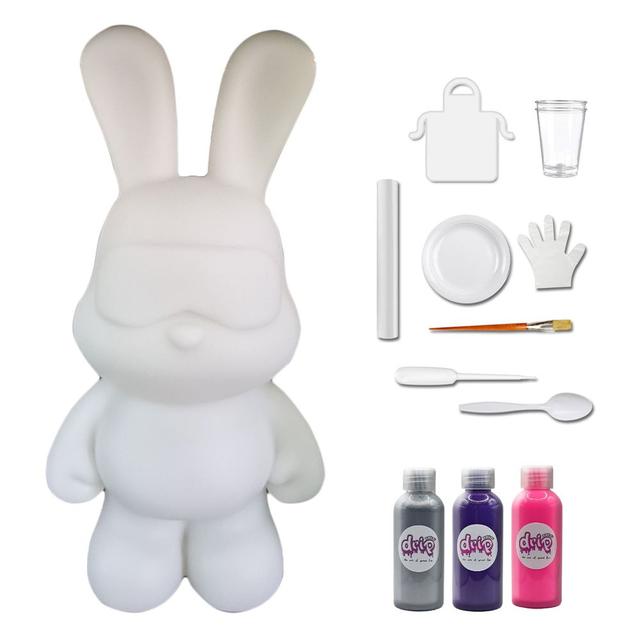 Drip - DIY Cool Bunny Acrylic Flow Paint Kit - Silver/Dark Purple/Fluorescent Pink