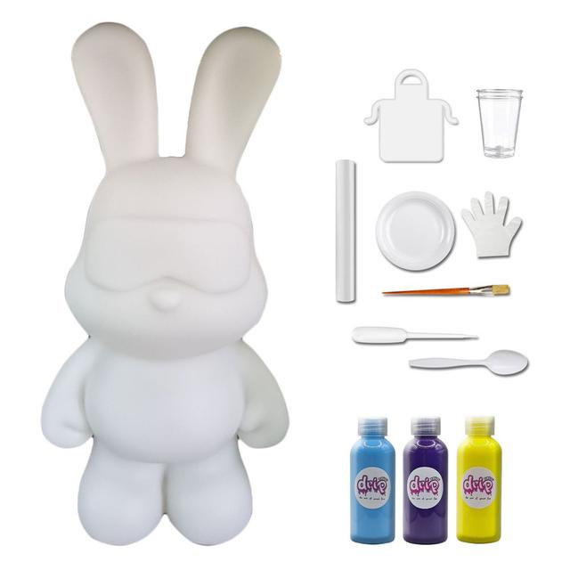 Drip - DIY Cool Bunny Acrylic Flow Paint Kit - Light Blue/Dark Purple/Lemon Yellow