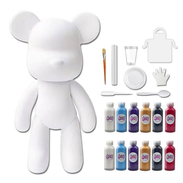 Drip - Mega Pouring Paint Bear Figure XXL - 53cm - White, Light-Blue, Dark-Purple, Gold, Black, Rose-Red