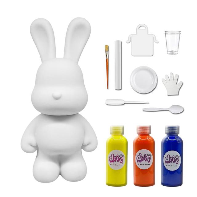 Drip - DIY Rabbit Acrylic Flow Pouring Paint Kit - Lemon Yellow/Orange/Dark Blue