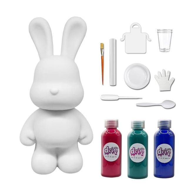 Drip - DIY Rabbit Acrylic Flow Pouring Paint Kit - Rose Red/Blue Green/Dark Blue