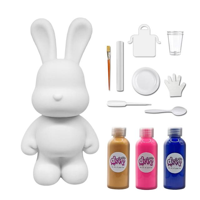 Drip - DIY Rabbit Acrylic Flow Pouring Paint Kit - Gold/Fluorescent Pink/Dark Blue