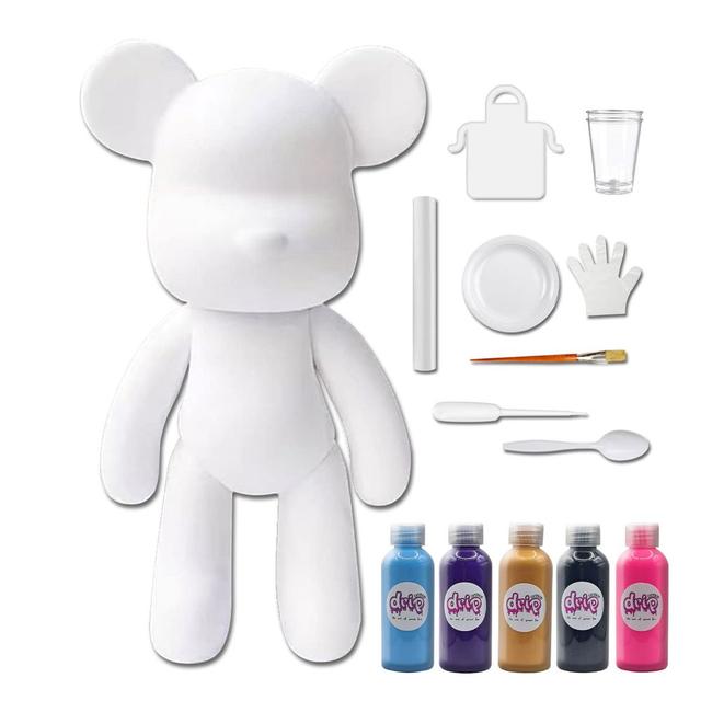 Drip - DIY Acrylic Pouring Paint Money Saving Bear Set - 33cm - Light-Blue/Dark-Purple/Gold/Black/Fluorescent-Pink