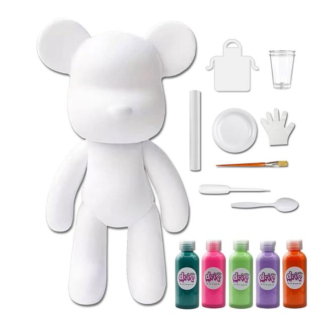 Drip - DIY Acrylic Pouring Paint Money Saving Bear Set - 33cm - Blue-Green/Fluorescent-Pink/Mint-Green/Light-Purple/Orange