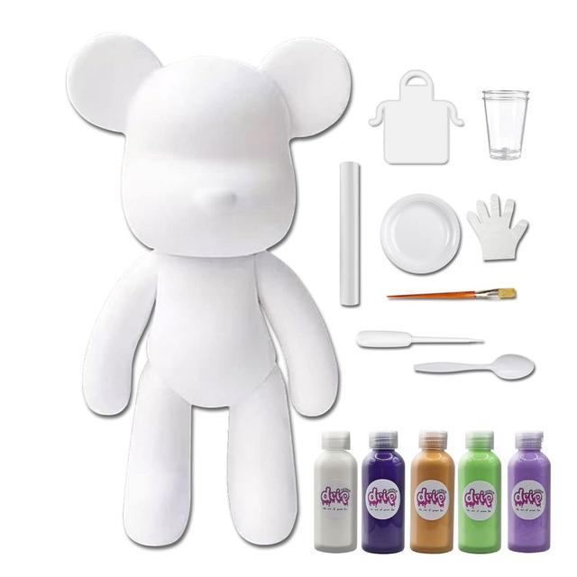 Drip - DIY Acrylic Pouring Paint Money Saving Bear Set - 33cm - White/Dark-Purple/Gold/Mint-Green/Light-Purple