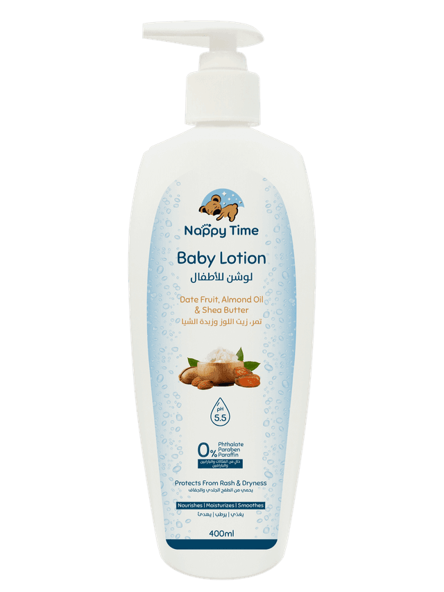 Nappy Time - Nurture Baby Lotion: Date Infusion, Almond Bliss, Shea Butter Soothe - 400ml