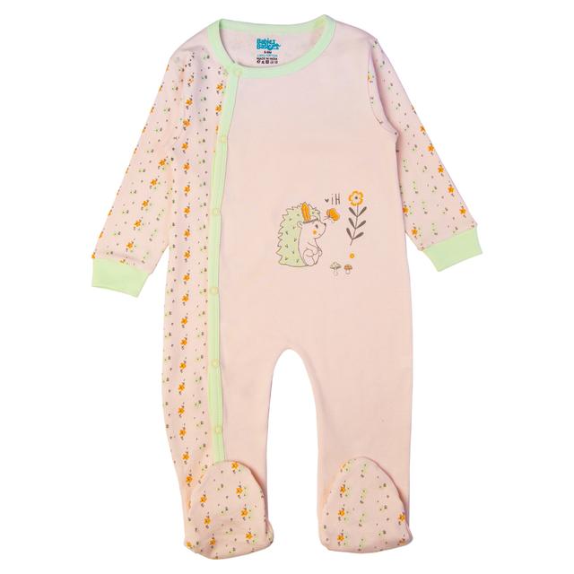 Babies Basic - Printed Long Sleeves Jumpsuit/Romper - Light Pink