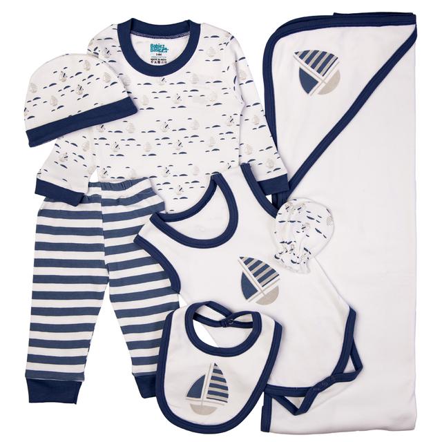 Babies Basic - 7pc-Set - Baby Cotton Gift Set - Air Force Blue