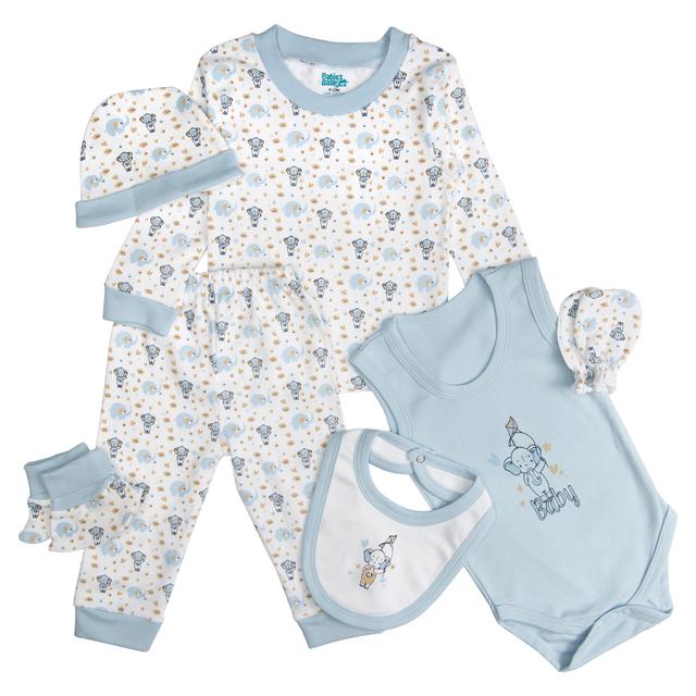 Babies Basic - 7pc-Set - Boys Cotton Matching Set - Blue