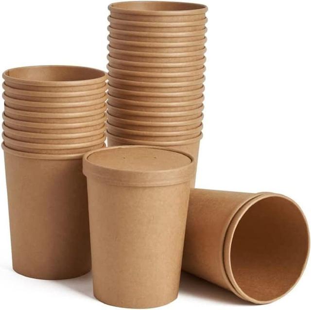 Ecoway - Disposable Paper Cups - 237ml - Pack of 50 - Brown