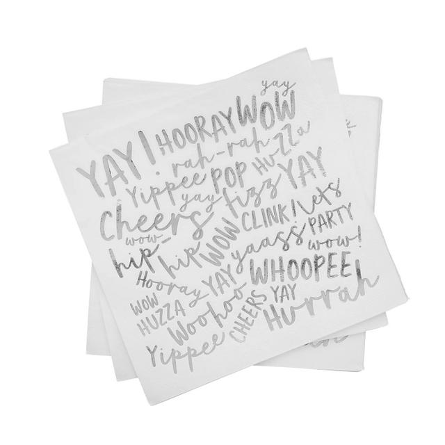 Hootyballoo - Celebrate Paper Napkins  - Silver - 16s