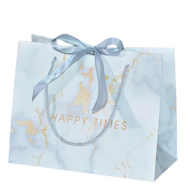 Y-PaperCo. - Marble Pattern Gift Bag - 2pcs - Large - Silver