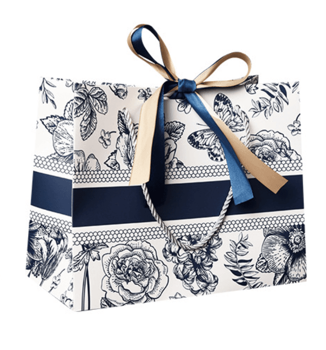 Y-PaperCo - Floral Gift Bag - Pack of 3 - Medium - Navy