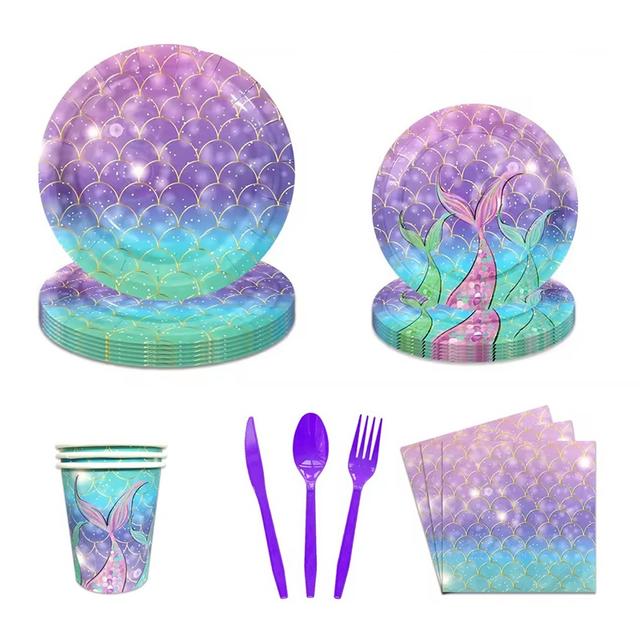 Long Sun - Party Tableware Set - Mermaid - 68pcs