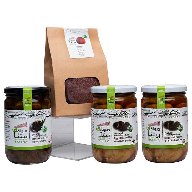 Mounit Baytna - Eggplant Pickle - Pack of 2 with Black Olives Extra and Mixed Thymes/Sumac