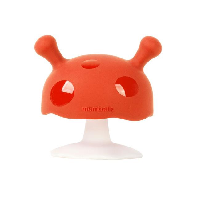 Mombella - Mimi Mushroom Soothing Teether Toy With Clip - Orange