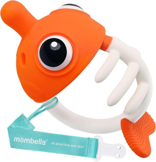 Mombella - 3-in-1 Clownfish Fidget Sensory Teether Toy - Orange