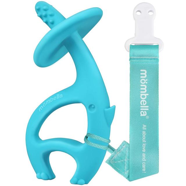 Mombella - Dancing Elephant Teether Toy With Clip - Blue