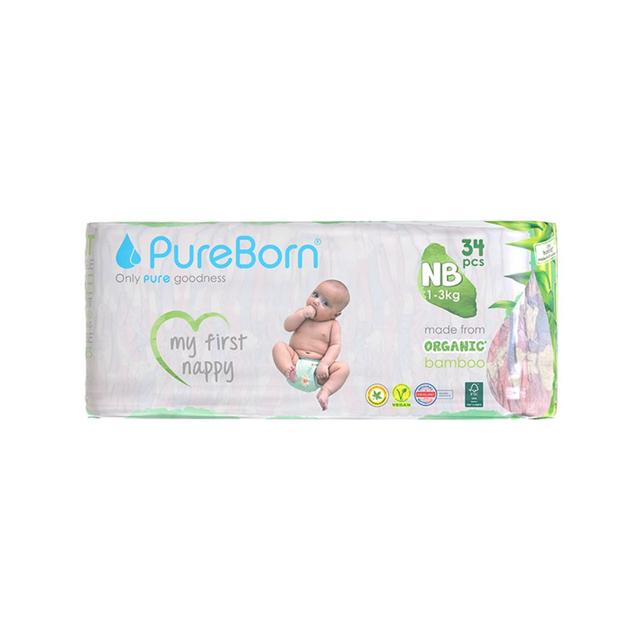 Pureborn - NB Organic Diapers 1-3Kg 34s - Single Pack - Sunflower