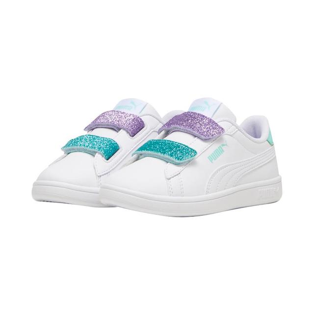 Puma - Smash 3.0 L Glitter Velcro V Pre-School Sneakers - White