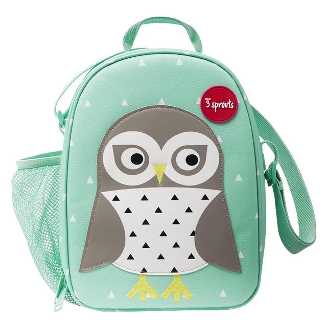 3 Sprouts - Owl Lunch Bag - White/Green