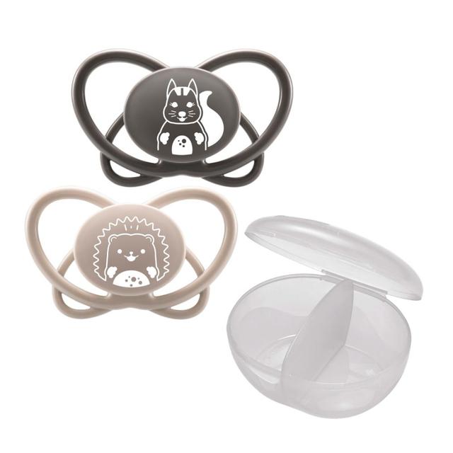 Nip - Butterfly Soother With Sterilizer Box 16-32M - Grey - 2 pcs