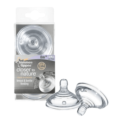 Tommee Tippee Closer to Nature Teats, Vari Flow x 2 - Clear