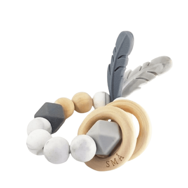 SMA - Feather Baby Teether Toy - Grey