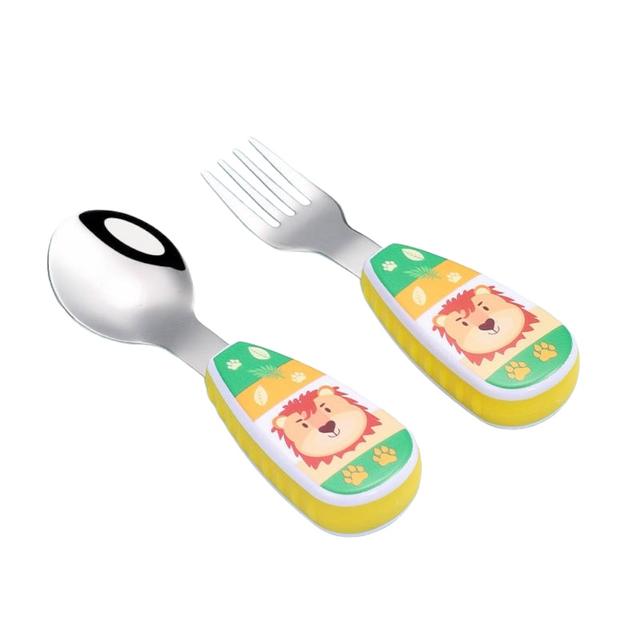 Doodle Kiddo - Kids Cutlery Set With Case - Lion - 2pcs