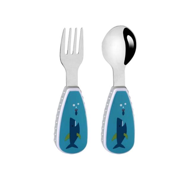 Doodle Kiddo - Kids Cutlery Set With Case - Whale - 2pcs