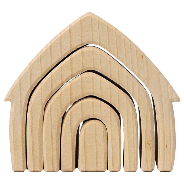 Grimm's - Stacking House Toy - 5pcs - Natural