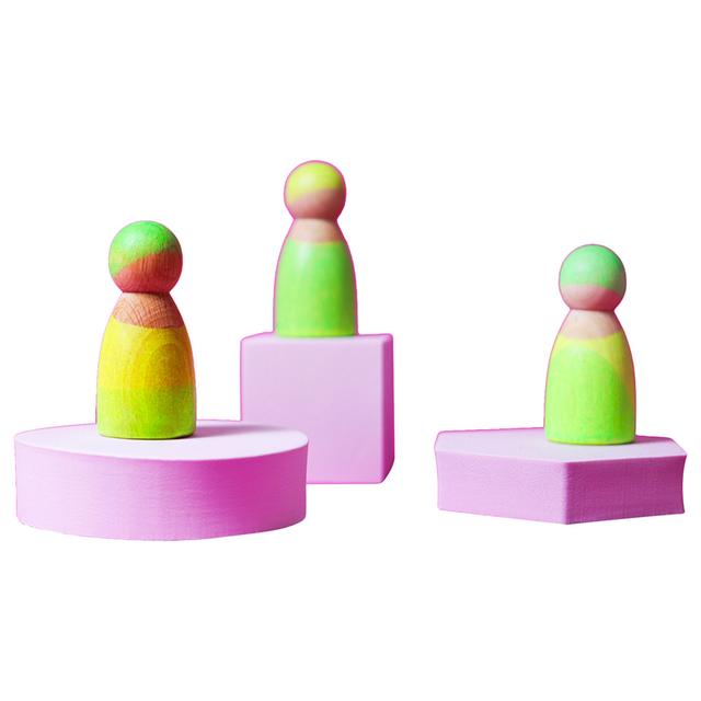 Grimm's - Neon Friends Wooden Figures - Green - 3pcs