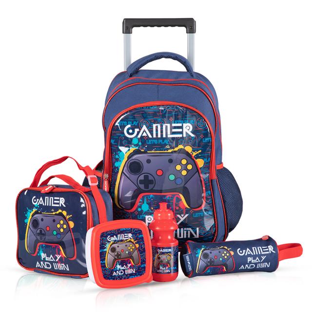 Eazy Kids - School Bag Combo - Gamer - 5pcs - 17-Inch - Blue