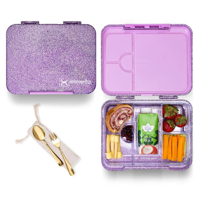 Hydrobrew - Convertible Bento Lunch Box 4 - 6 Compartments - Glitter Purple