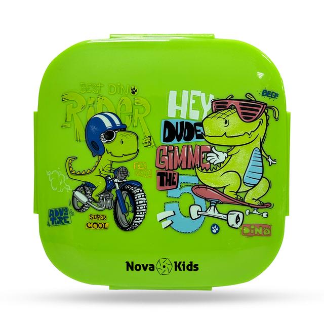 Nova Kids - Square Bento Lunch Box 1000ml - T-Rex Green