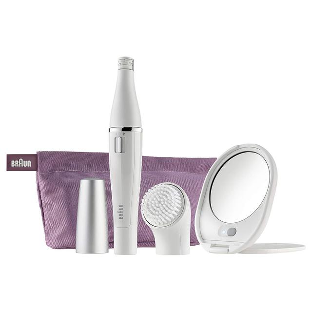 Braun - Facial Epilator And Cleanser With Mirror And Pouch - White