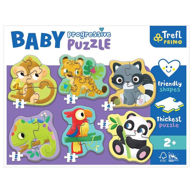 Trefl Puzzle - Baby Progressive Exotic Animals Puzzle - 22pcs