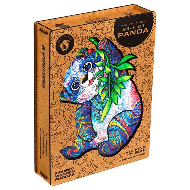 Unidragon - Figured Wooden Puzzle Kit - Serious Panda - King - 318pcs