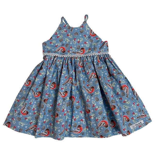 Petite Lamb - Festive Robin Dress - Blue/Red